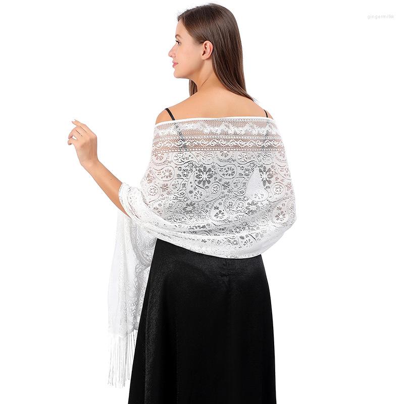 

Scarves Embroidery Ethnic Style Scarf Polyester Shawl Sheer Floral Solid Color Women Wrap Spanish Mantilla Lace