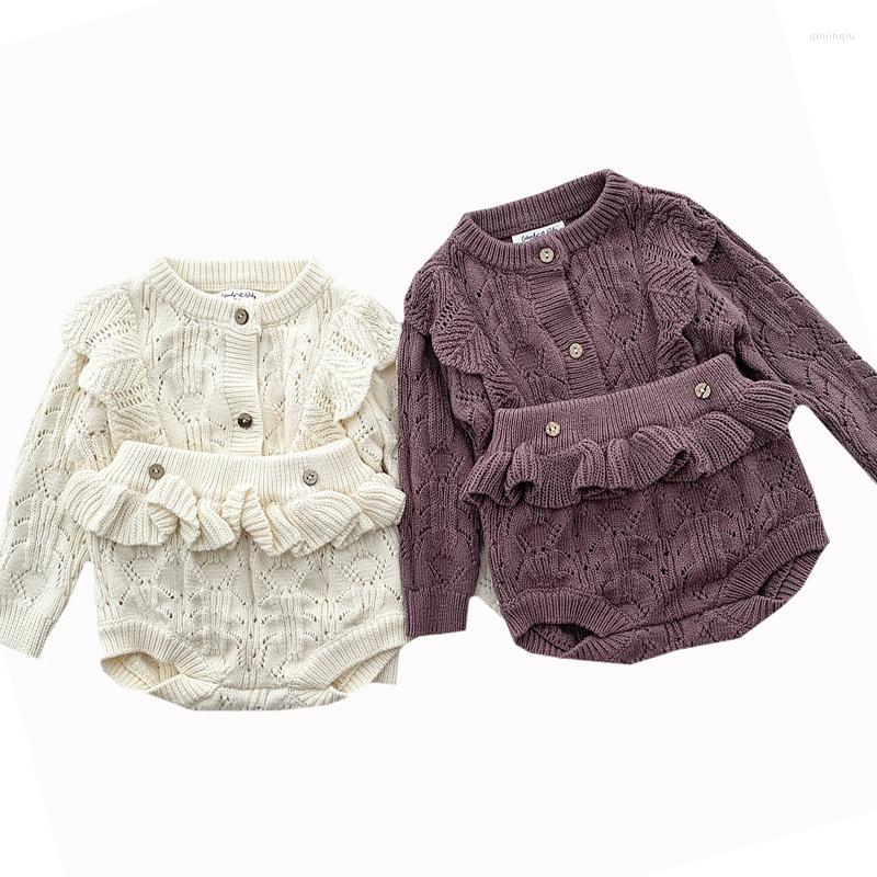 

Clothing Sets Baby Set Spring Autumn Winter Infant Kids Knitted Cardigan Bodysuit Suit Toddler Girls Outfits Princess Party, Le220307 yellow