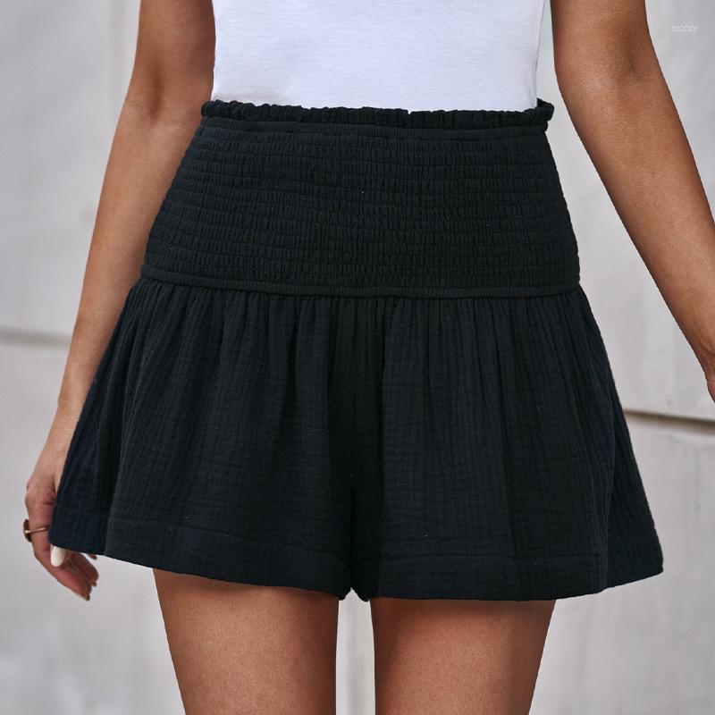 

Women' Shorts Solid Color High Waist Women 2023 Selling Summer All-Matching Short Pleated Wide Leg Pants, White