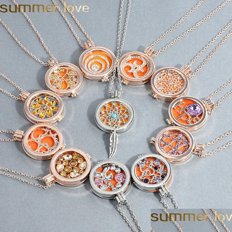 

Pendant Necklaces Oil Diffuser Locket High Quality Fragrance Scent Per Essential Box Necklace Rose Gold Color Jewelry Drop Delivery P Dh5Uj