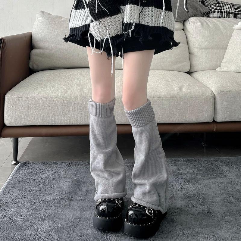 

Women Socks Sweet Y2k Solid Color Stretchy Knitted Boots Cover Jk Uniform Spring Girl Foot Black Long