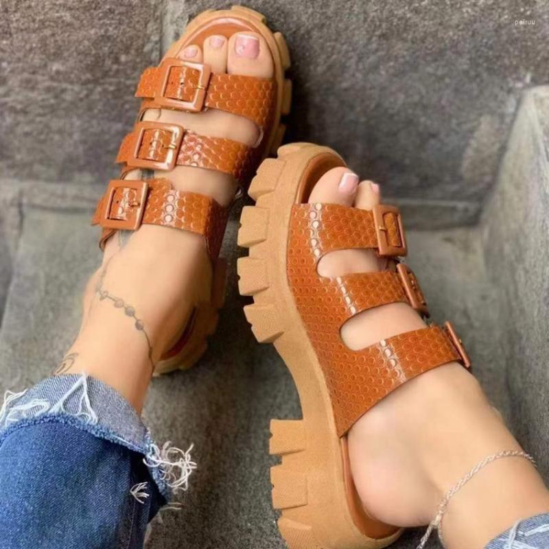 

Slippers Women's Platform Sandals Summer Roman Open Toe Buckle Outdoor Plus Size Female Shoes Causal Ladies Sandales, Black