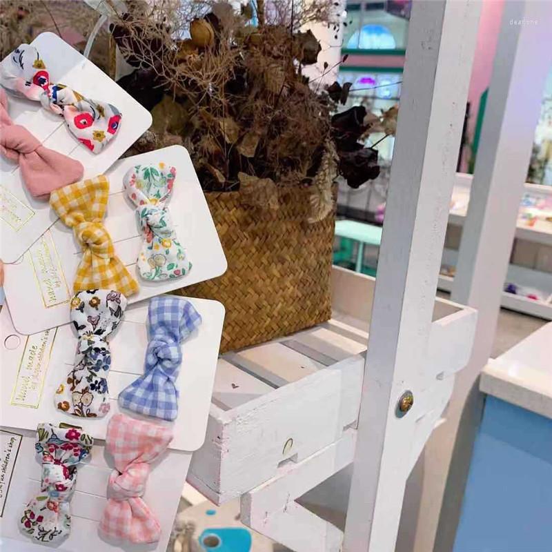 

Hair Accessories 2023 Korean Children's Floral Clip Baby Sweet Plaid Cute, A2