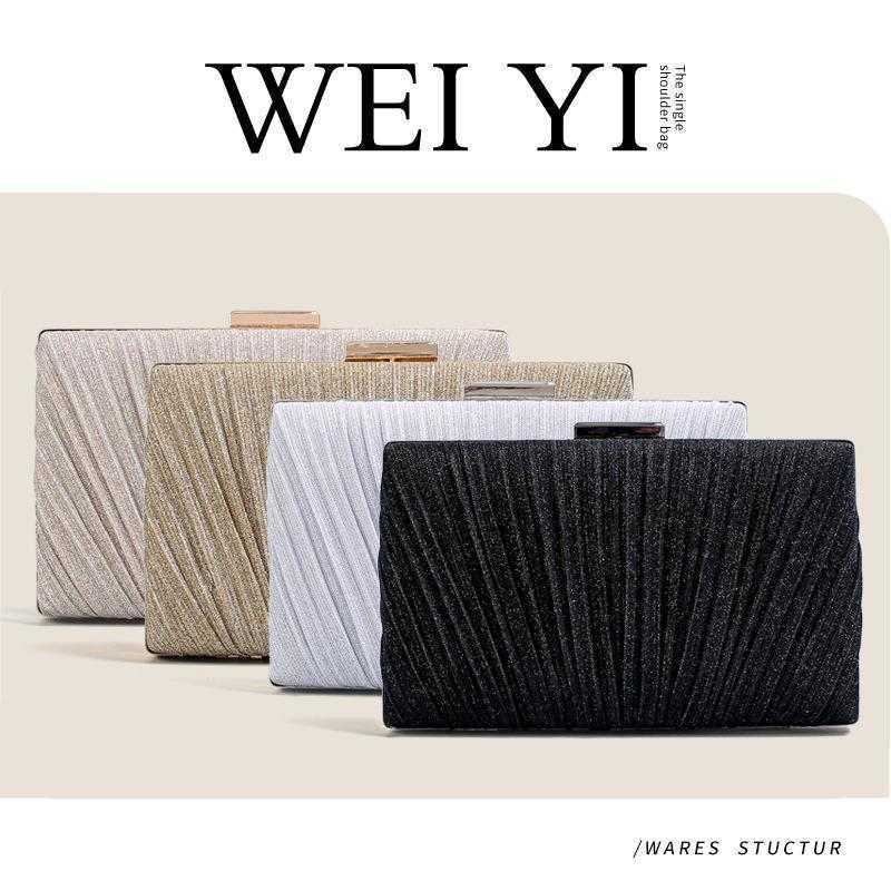 

Pleated Dinner Bag Banquet Shoulder Small Clutch Square Evening Women, Beige4