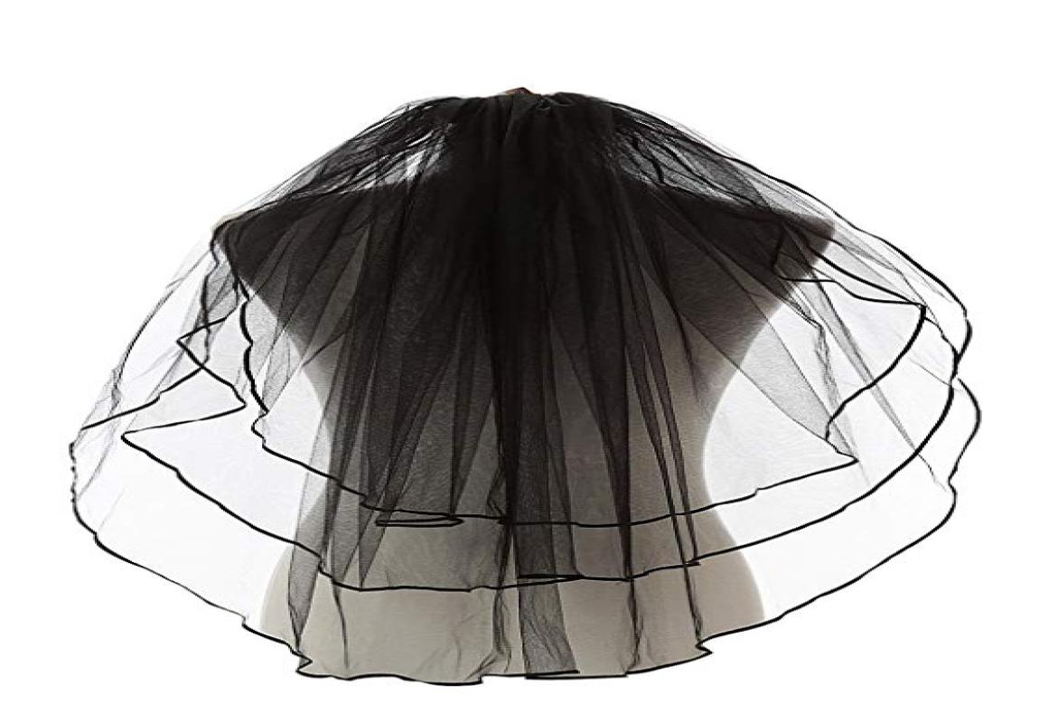 

Black Gothic Wedding Veils Women039s 3 Tiers Ribbon Edge Finger Tip Wedding Bridal Veil 11054BK4904707