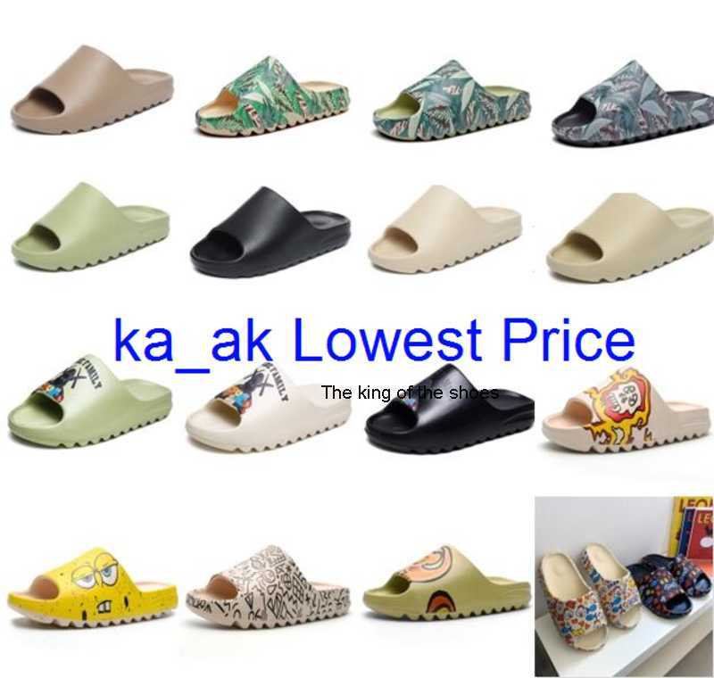 

Top quality SLRN slipper sandals sandal Graffiti Desert Sand Triple Black White Resin west Slide Foam Runner Sesame Street pattern pure core