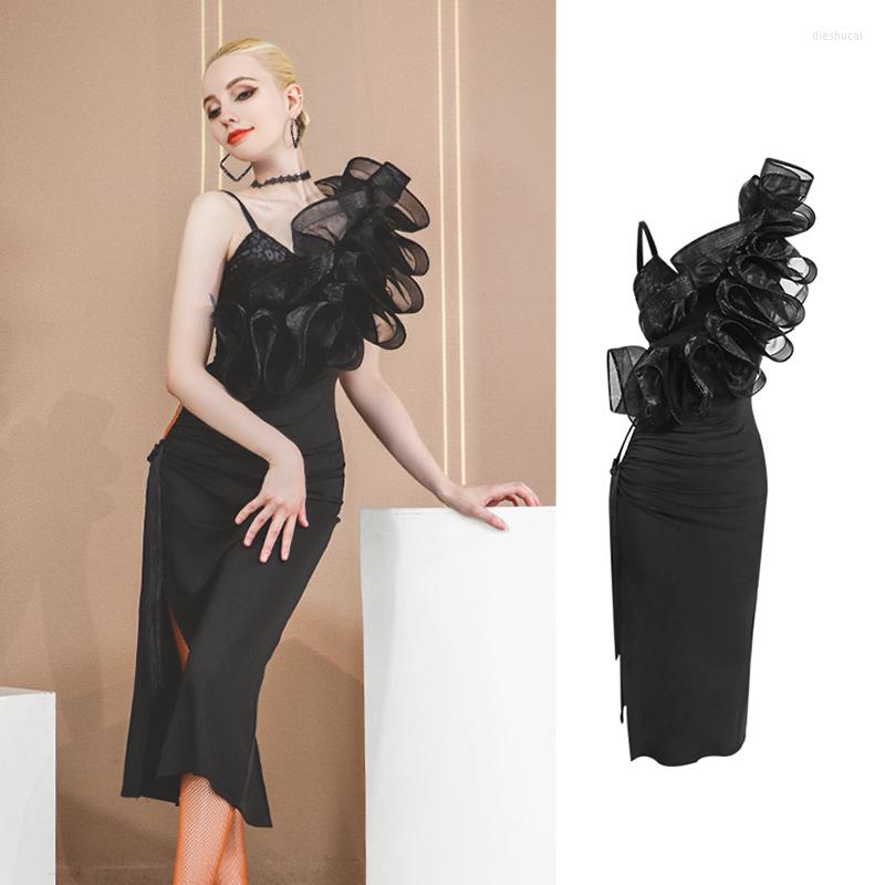 

Stage Wear Elegant Latin Dance Competititon Dress Women Sexy Backless Organza Rumba Samba Performance Dresses Tango Dancewear VDB5593