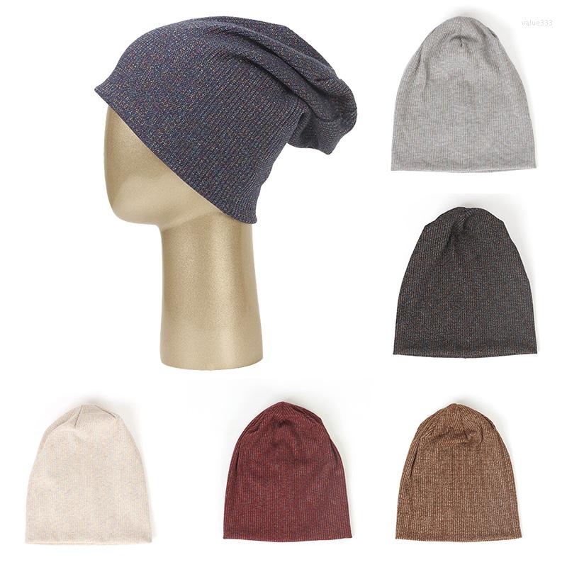 

Berets 2023 Fashion Spring Beanies Hats Knitted Ribbed Bonnet Colorful Soft Warm Hat Unisex Man Baggy Slouchy Winter Skullies Caps, Black