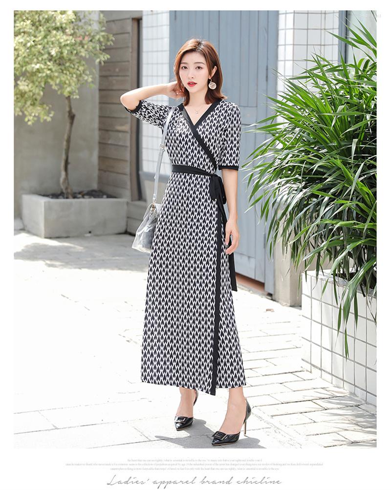 

Casual Dresses Real 2023 Summer Fashion Temperament Elegant Atmosphere Printed Holiday Beach Dress, 3236