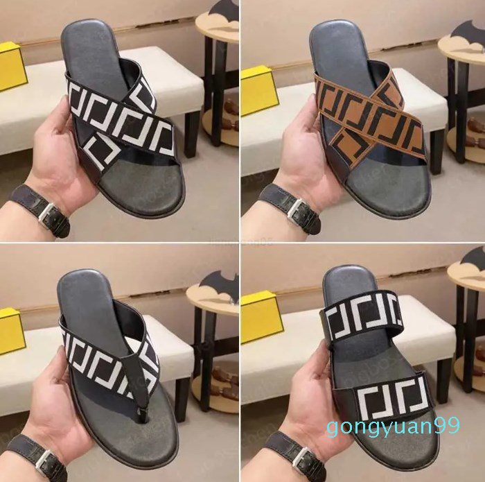 

Slippers 2023 Summer slippers Men's flip-flops Fashion flat non-slip outdoor lettering comfortable beach sandals 38-44 with box, Color 2