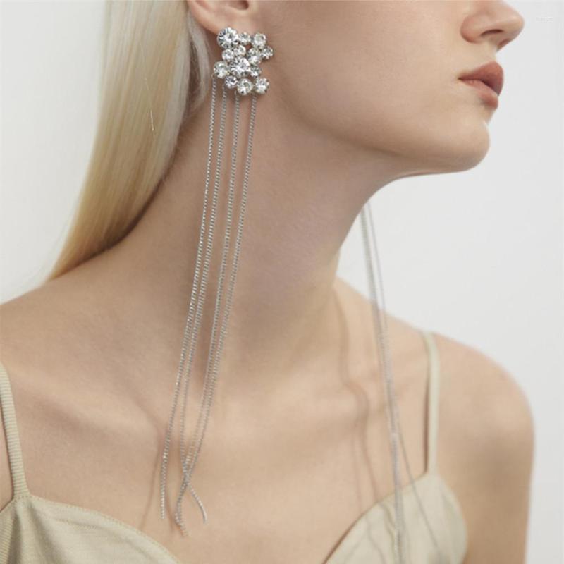 

Dangle Earrings 2023 Shiny Rhinestone Super Long Link Tassel Drop For Women Gift Luxury Crystal Designer Geometric