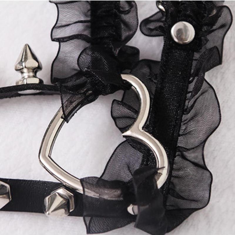 

Garters Kitten Head Pu Leather Leg Chain Sexy Heart Punk Love Garter Sock Harness Round Black Adjustable Bondage Foot Anklet
