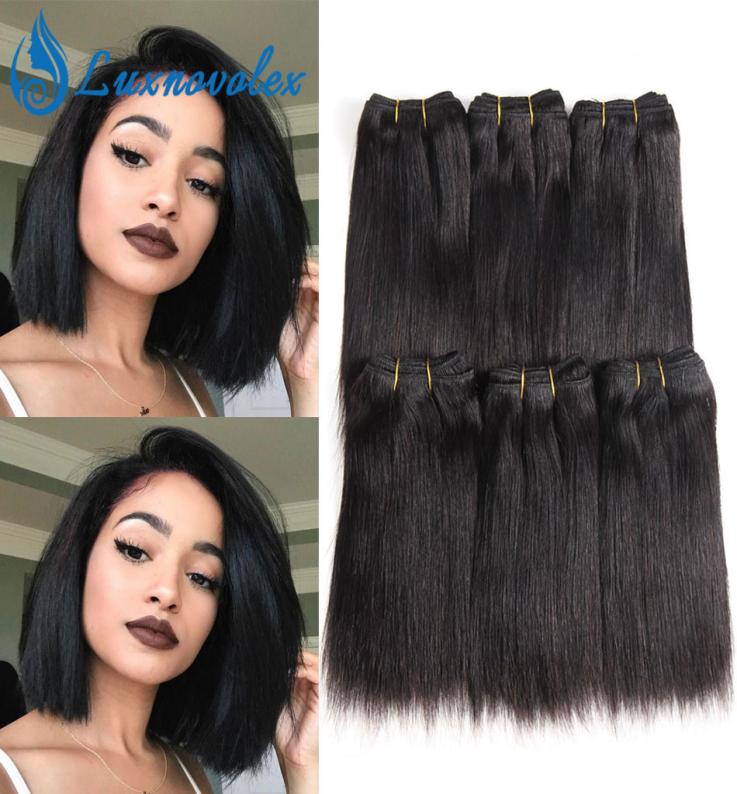 

Straight Brazilian Hair 6 Bundles Body Wave Deep Wave Kinky Curly Short Human Hair Weave Bundles Human Hair Extensions 8 Inch 50g1425176, Medium brown