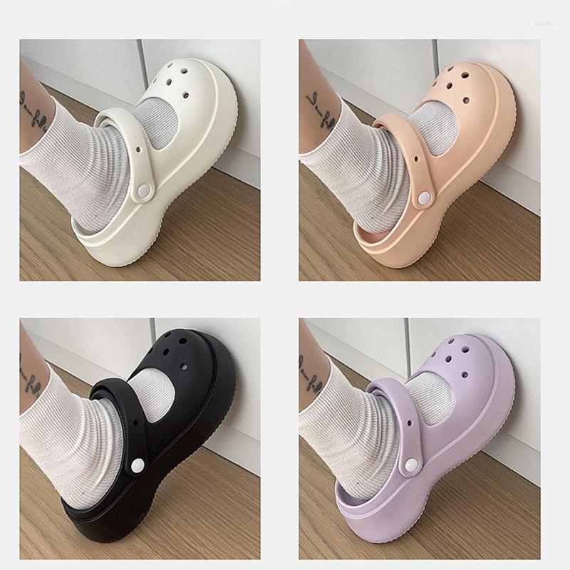 

Slippers Summer Women Fun Thick Bottom EVA Home Hollow Out Sandals Female Outdoor Beach Anti-skid Platform Shoe, Grape