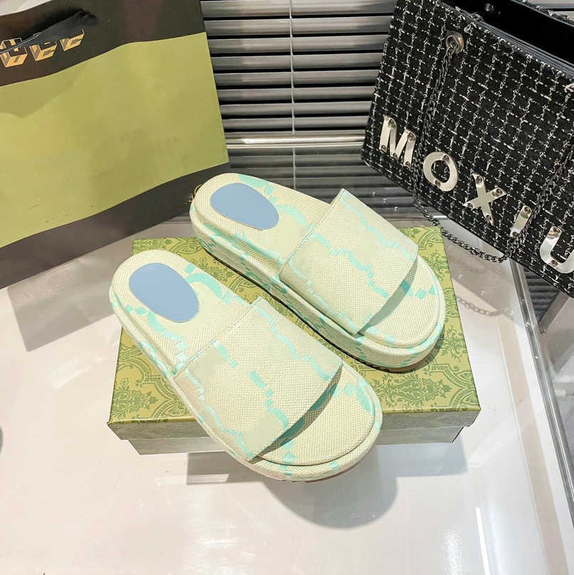 

Designer Slippers Embroidery G Slides Double G Womens Sandals Mens Flip Flops Luxury Flat Mules Thick Bottom Jacquard Jelly Rubber High heel Wedges 2023 Dress Shoes, 951612