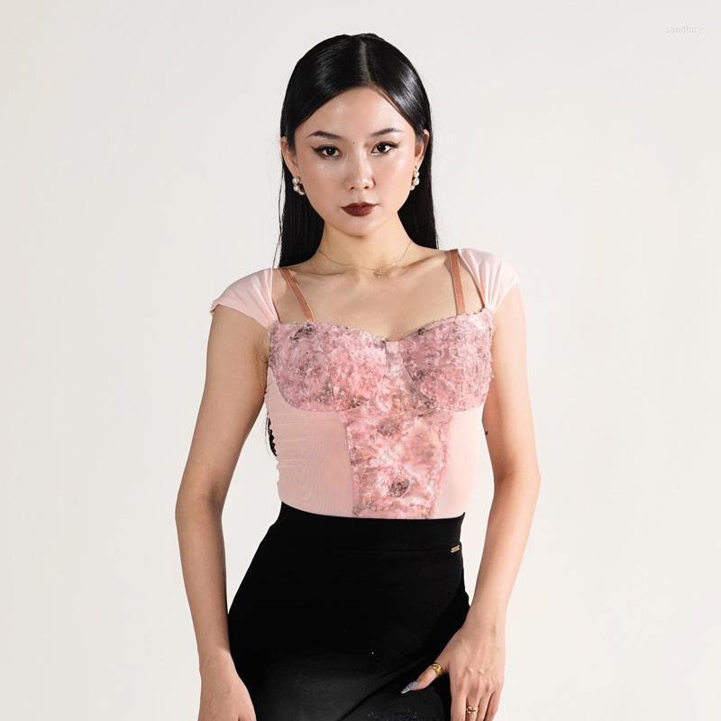 

Stage Wear Lace Latin Dance Tops Women Pink Ballroom Practice Costume Samba Dancewear Salsa Clothing Tango Trousers JL4513, Only tops