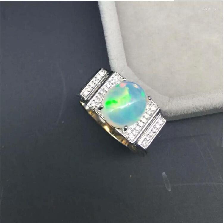 

Cluster Rings Fashion Ring REAL S925 Sterling Silver Inlaid Natural OPal 9 11mm
