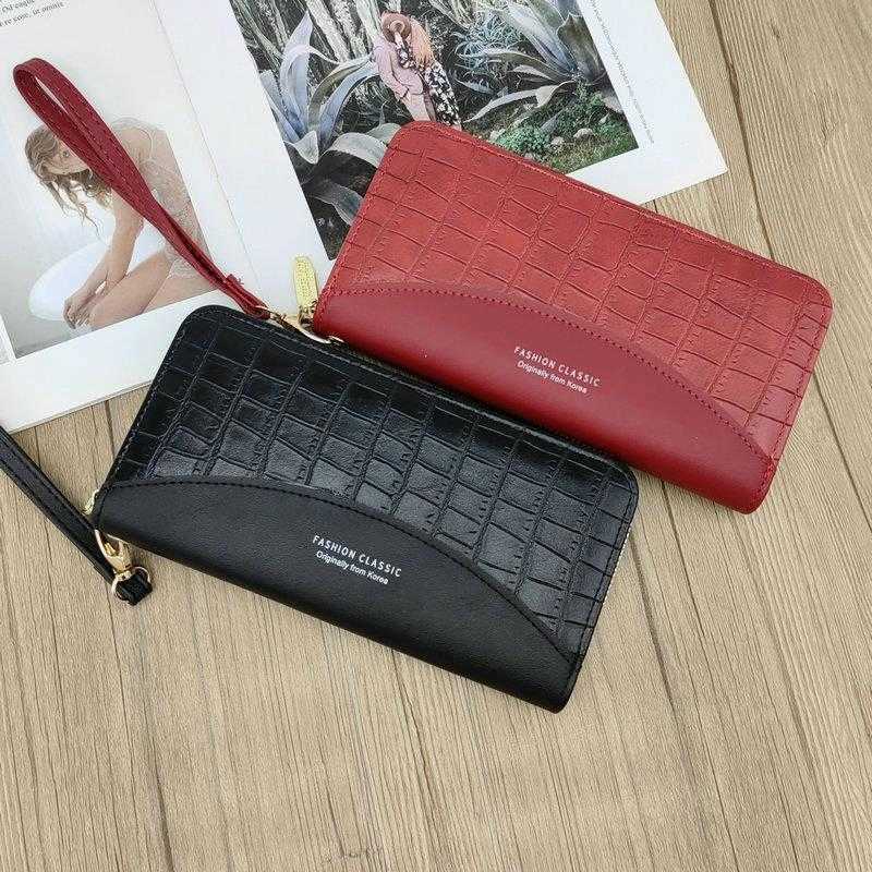 

Womens Double Bags Pull Wallet Korean Style Casual Clutch Chain Coin Purse Multiple Card Slots Holder, Pink