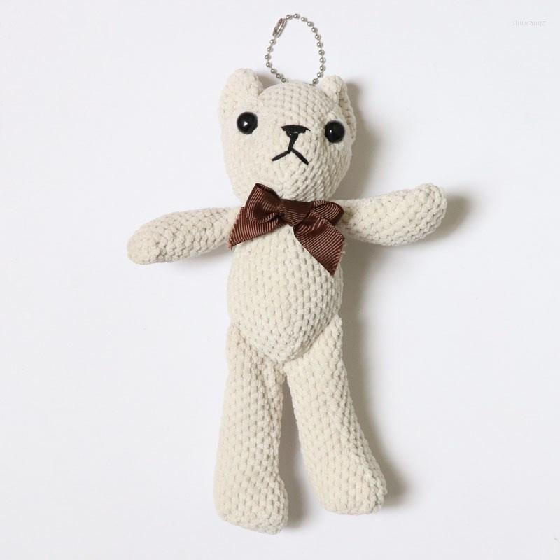 

Keychains 19cm Girls Plush Fur Pompom Teddy Keychain Women Bear Toy Keyring Bag Car Key Chain Trinket Wedding Party Valentine Gift
