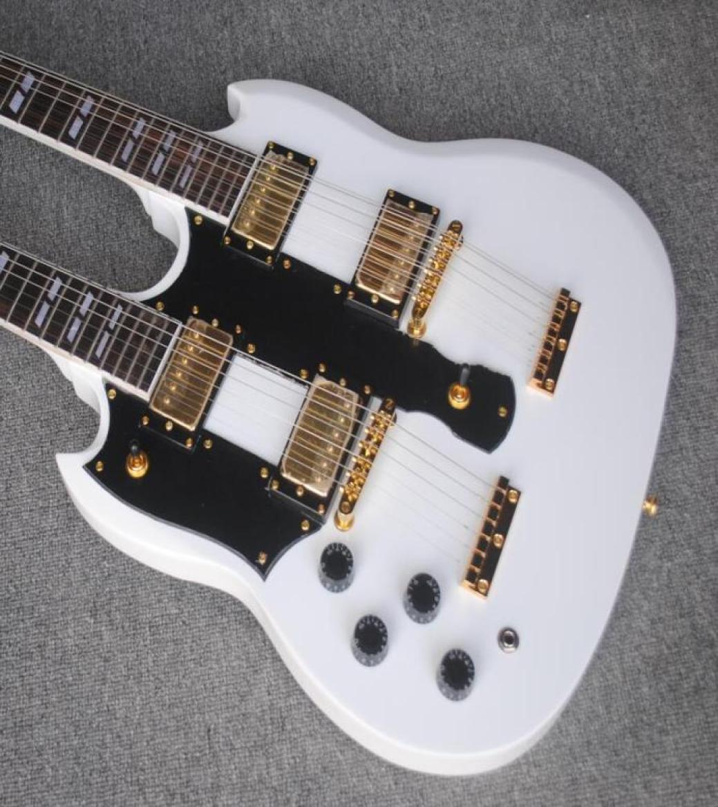 

Rare Left Handed 12 6 Strings 1275 Double Neck Alpine White Electric Guitar Gold Hardware Claw Tailpiece Split parallelogram i7530291