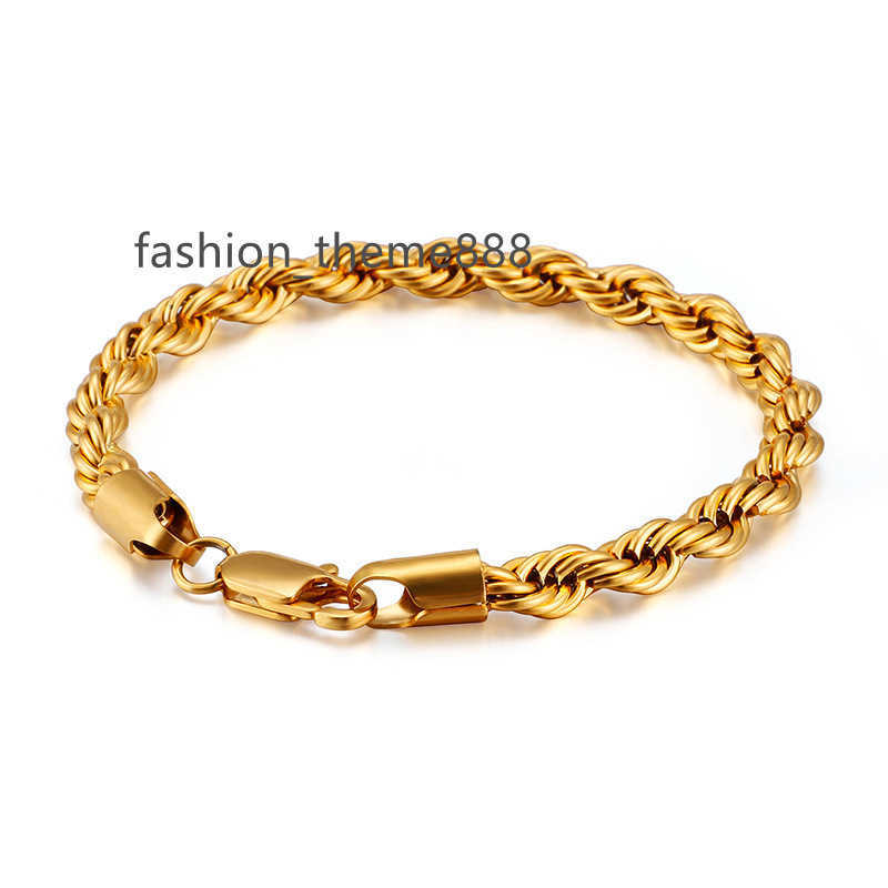 

Best Selling 18k Real Gold PVD Stainless Steel Twist Rope Chain Bracelet for Women Men