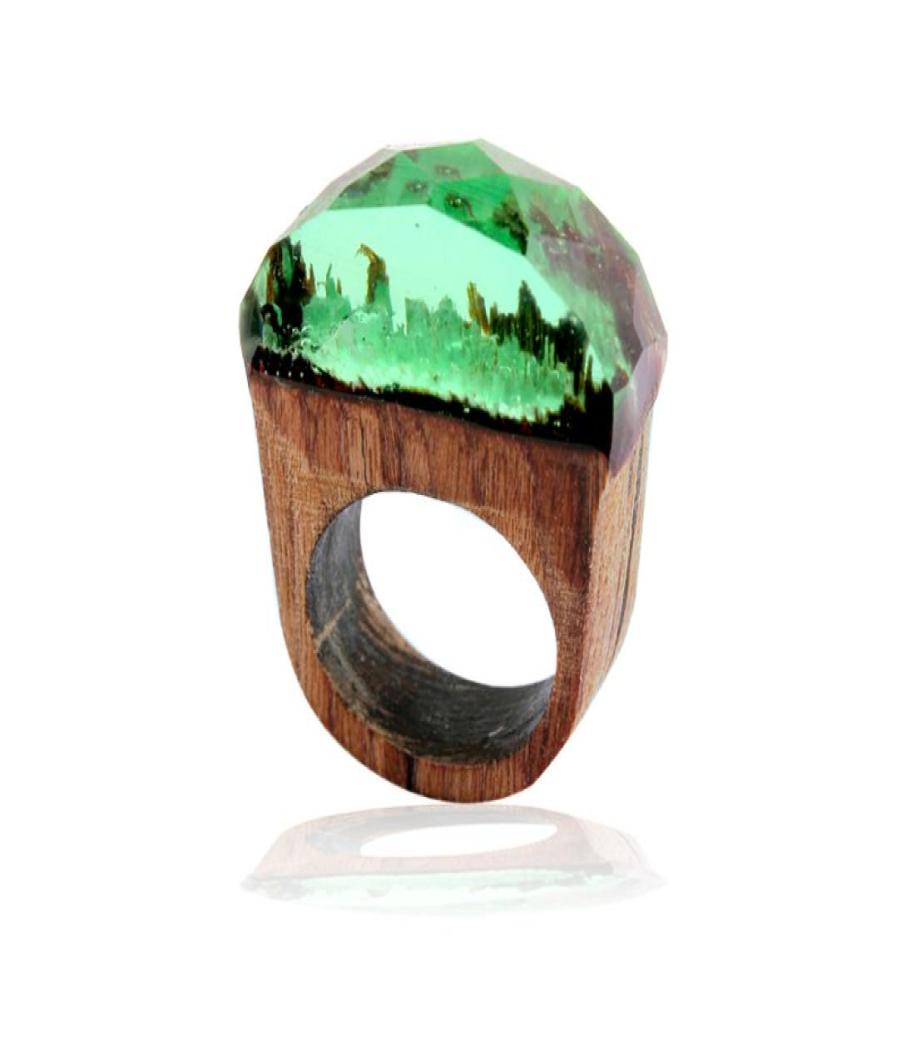 

Men039s Handmade Wooden Secret Magic Forest Band Ring Wood Resin Jewelry Hip Hop Fashion Punk Wood Rings Men Anel2282395