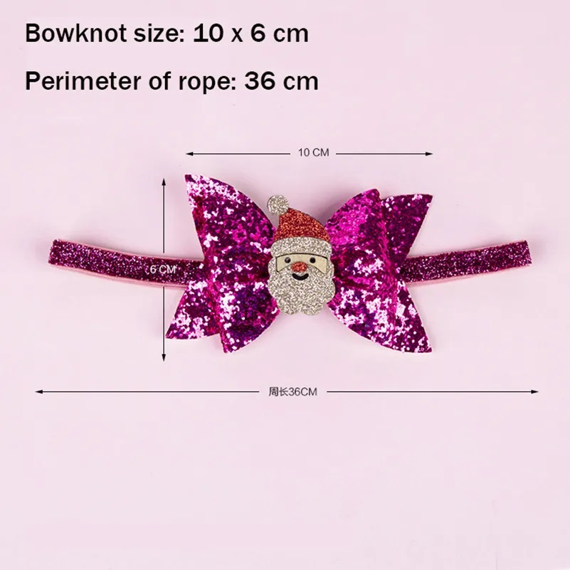 

Children's Hair Bow Accessories Christmas in Europe and America Bright Pink Butterfly Knot hairs Band