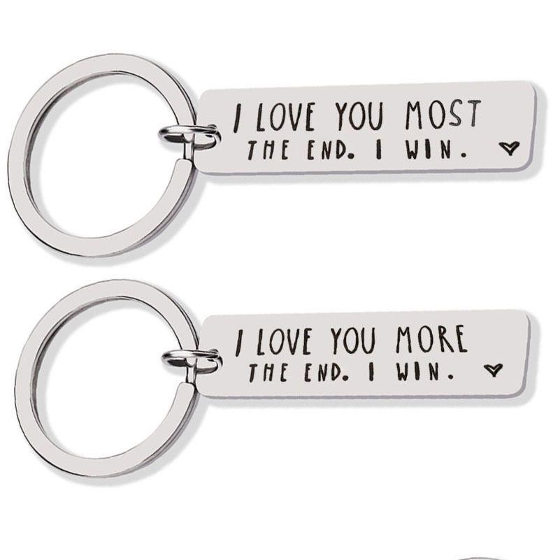 

Key Rings Valentines Day I Love You More The End Letter Keychain Stainless Steel Keyring For Men Women Drop Delivery Jewelry Dhy1Z