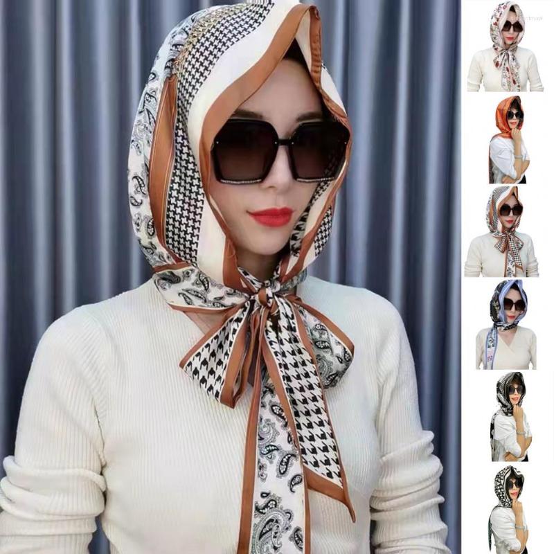 

Scarves Sun Protection Decorative Turban Hat Double Sides Printing Faux Silk Head Wraps Scarf Costume Accessories