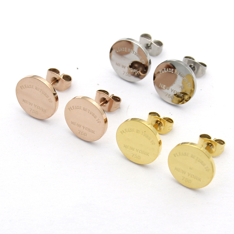 

1CM Women Designer Studs Circular Smooth Surface Classic Stainless Steel Luxury Earrings
