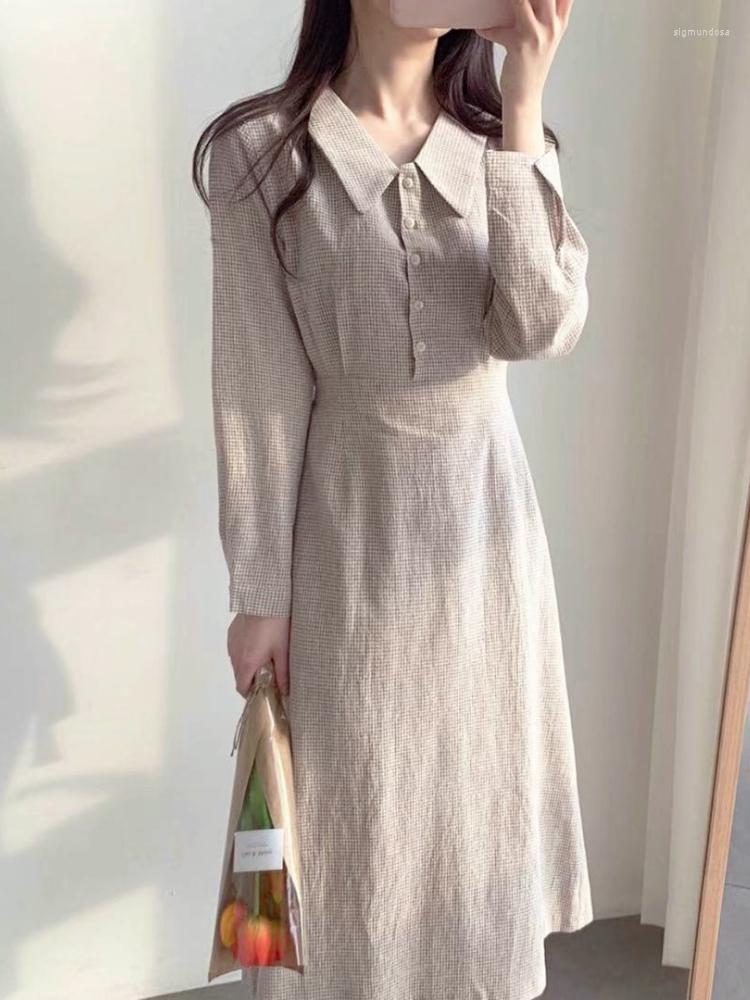 

Casual Dresses Autumn Winter Basic Long Women Bow Ribbon Tie Cute Preppy Korea Japan Style Plaid Shirt Dress Cotton Vintage 8520, Cute dress