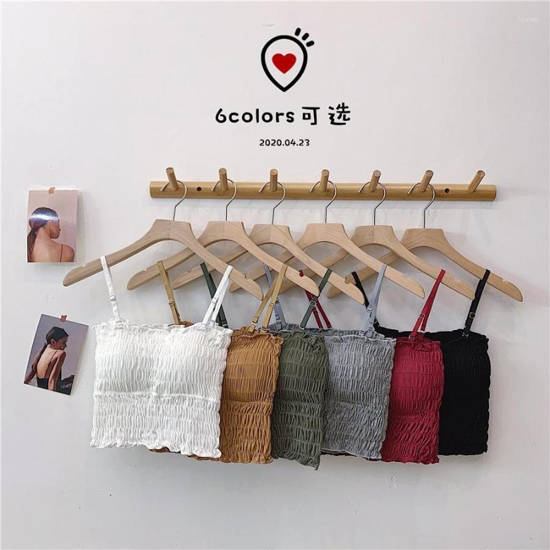 

Women's Tanks 2023 Summer Sydney Same Style Lace With Chest Cushion Small Suspender Bra Wrinkle Short Inside And Outside Vest, Black