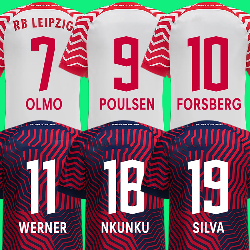 

2023 2024 RBL soccer jerseys Leipziges On Fire OLMO NKUNKU WENNER POULSEN FORSBERG 23 24 SABITZER football shirt men kids kits, Home