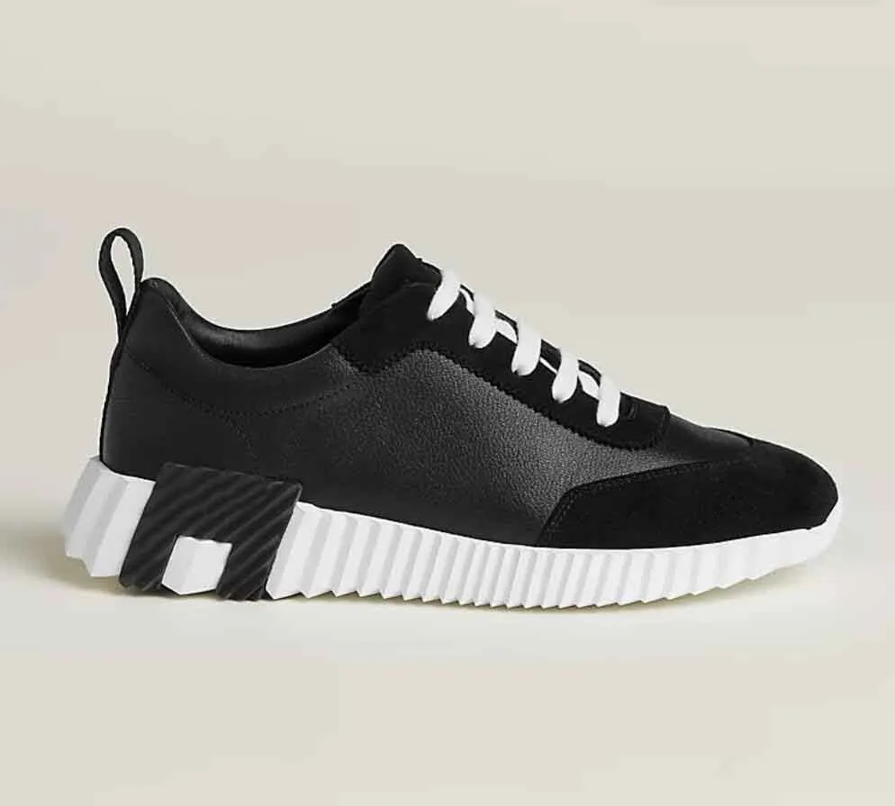 

Luxury Mens casual shoes Bouncing SNEAKER white calfskin leather and summer walk sneakers Low top lace up rubber soles light trainers with box 38-46