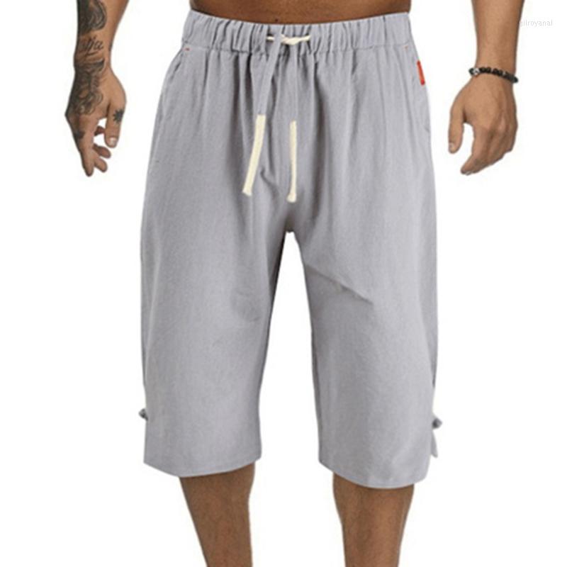 

Men's Shorts Summer Casual Sports Drawstring Pocket Polyester Breathable Beach Simple All-Match Men Clothing, Gray