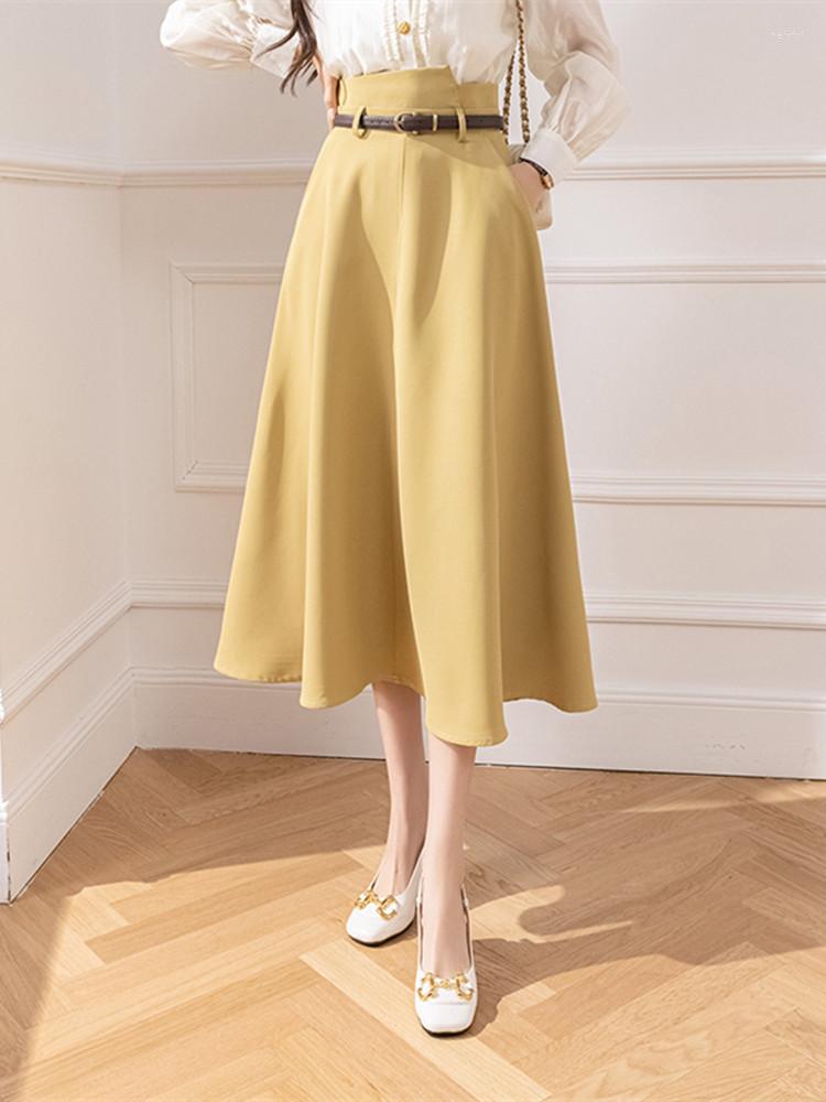 

Skirts Spring And Summer 2023 High-waist Umbrella Skirt Medium Length A-line, Black