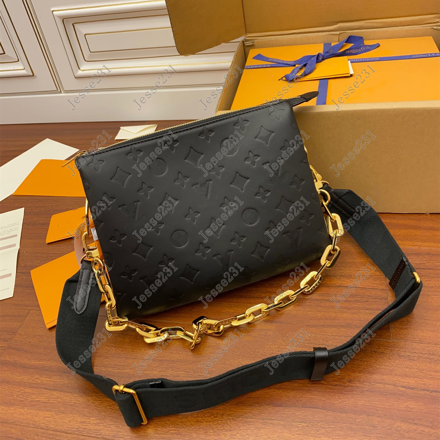 

10A Hot Designer bag Womens Coussin PM Shoulder Bags Crossbody Bag Chain bag Genuine Leather Handbag Purse pouch tote Embossing Letters Removable straps 26cm, #15