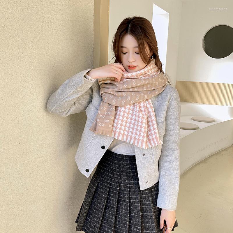 

Scarves Scarf Woman 2023 Autumn Winter Japan Korea Sweet Fashion Warm Plaid Long Shawl Outdoor Wraps Designed Gift