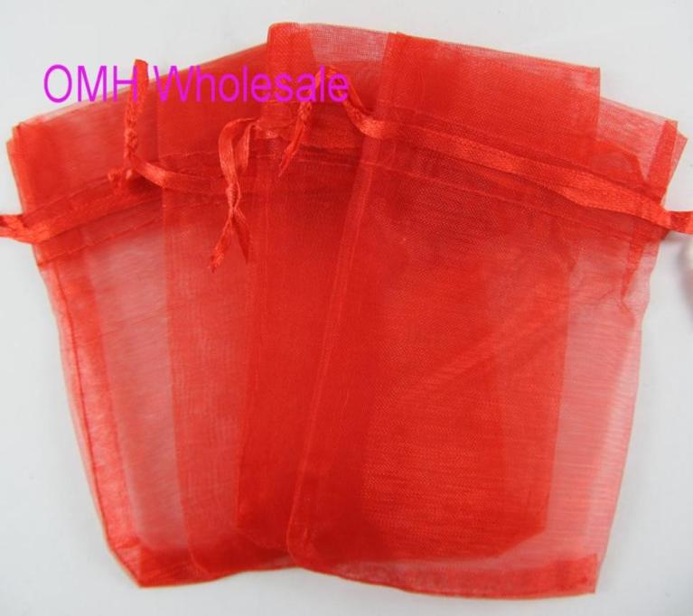 

OMH whole Big red color beige100pcs 7x9cm nice chinese voile Christmas Wedding gift bag Organza Bags Jewlery Gift Pouch BZ0424590407