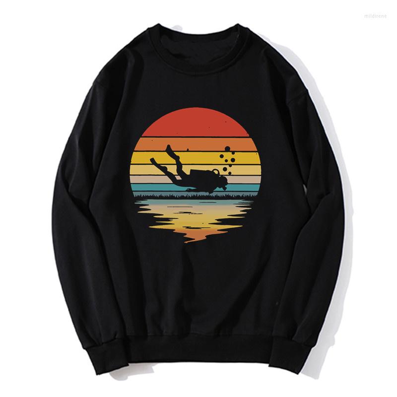 

Men's Hoodies Vintage Retro Scuba Diving Hoodie Men Funny 80s Diver Gift Dive Lover Oversized Sweater Unisex Sweatshirt, Gray