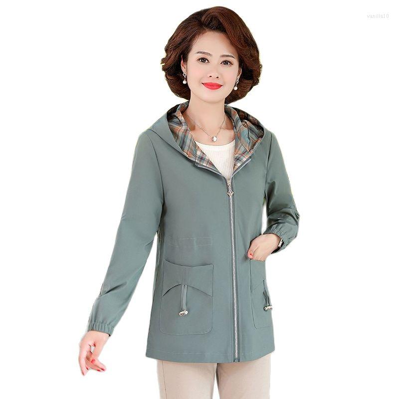 

Women's Jackets Middle-aged Women's Autumn Fashion Jacket Western Long-sleeved Windbreaker Tide5XL, Pea green