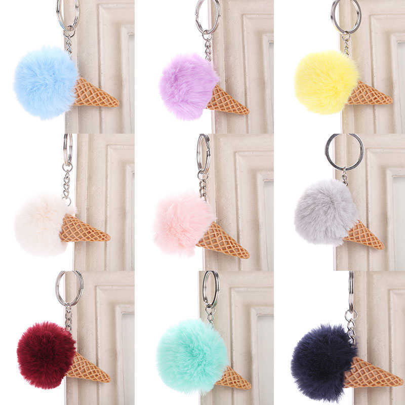 

Key Rings Cute Furry Ball Ice Fur Keychain Backpack Charms Fur Pompon Key Chain Car Keyring Holder Women Bags Acrylic Pendant Gifts AA230525