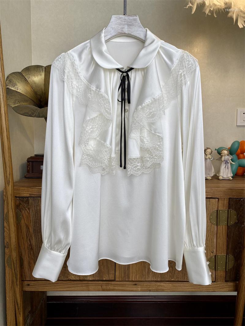 

Women' Blouses 2023 Summer High Fashion White Silk Shirts, Picture shown