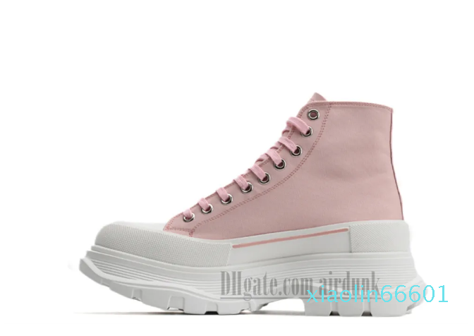 

2023 most popula boots woman canvas sneaker Girls High booties pale pink red royal white triple black tops quality men women Casual shoe, 14 leather