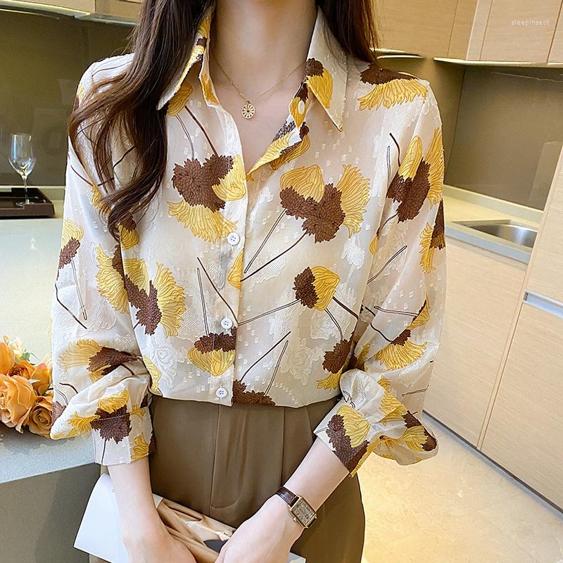 

Women' Blouses Ready Stock Lantern Sleeve Chiffon Shirt Loose Long Western Style Small, Blue