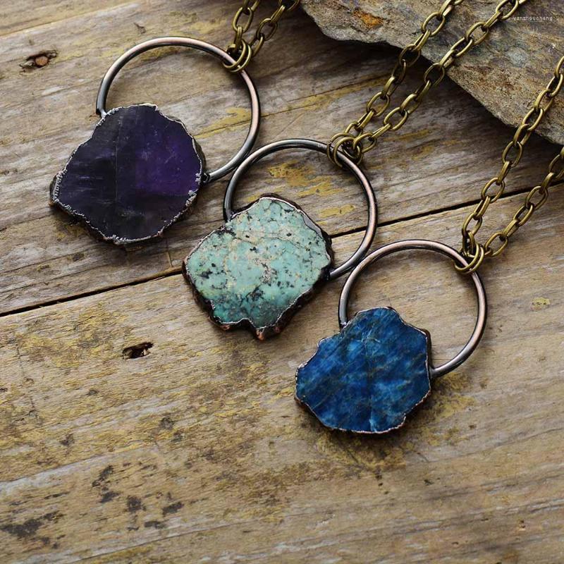 

Pendant Necklaces Vintage Amethysts Apatite Random Shape Bohemia Natural Gems Stone Antique Chain Crystal Jewelry Wholesale