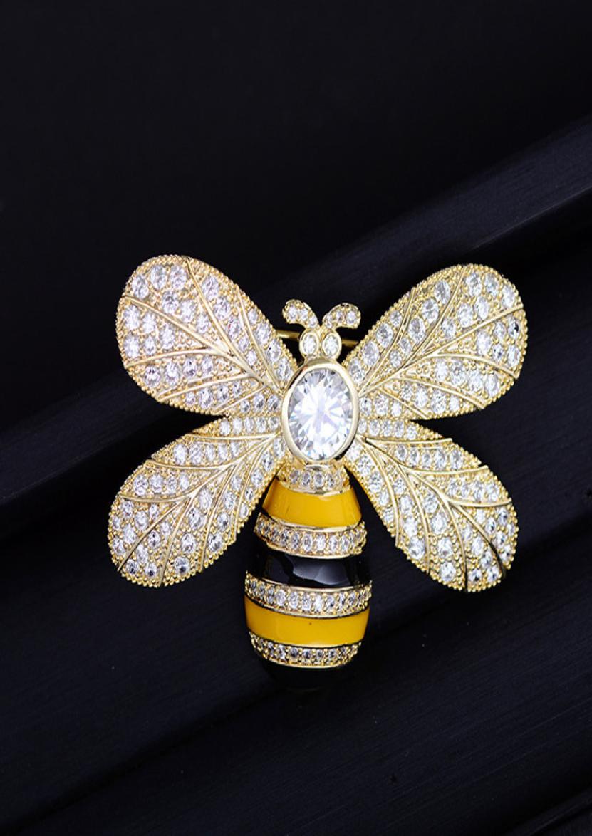

Cute Bee Brooches Pins 2021 Fashion Wedding Party Jewelry Cubic Zirconia Enamel Plated Suit Corsage Accessories7329565