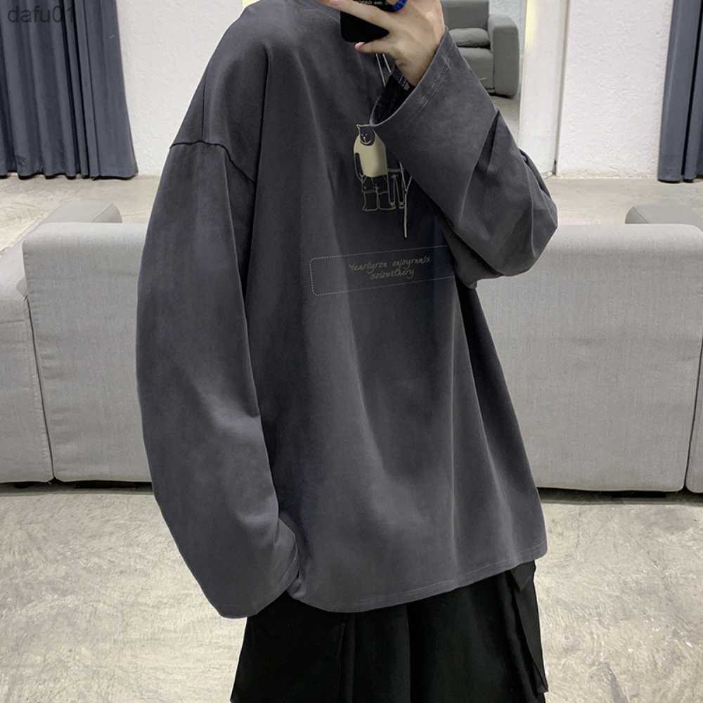 

Men's T-Shirts Mens Long Sleeve T-shirts For Men Y2K Clothes Male Casual T Shirts Loose Streetwear Harajuku Oversized Blouse S-5XL L230520, Gray