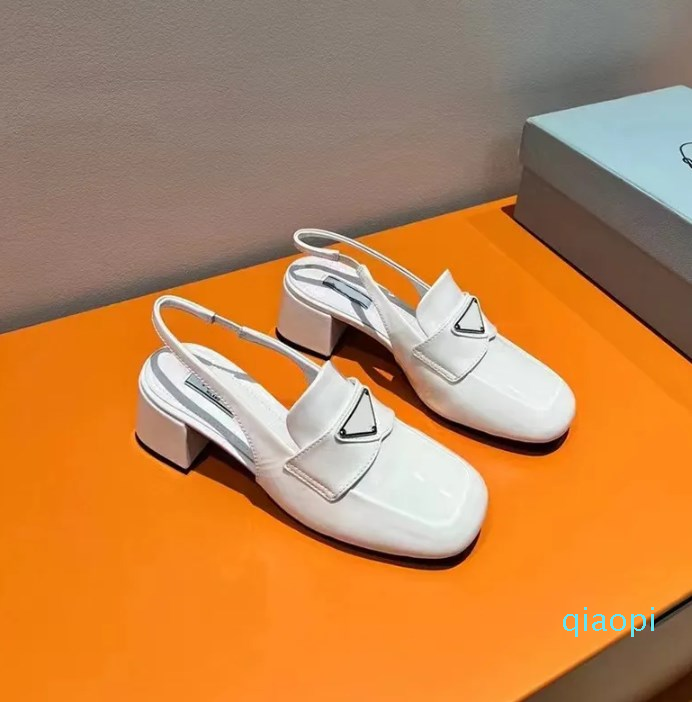 

Slingbacks Dress Women Ladies Shoes High Heeled Chunky Heel Sandals Womens Square Toes Headed Heels Banquet Wedding Leather Shoes, Black