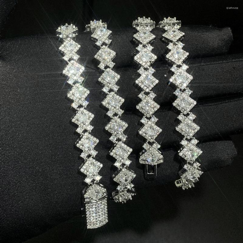 

Chains Iced Out 5A Cz Stone Paved Cloister Link Chain Necklace With Silver Color Hip Hop Long Cuban Necklaces Jewelry Wholesale